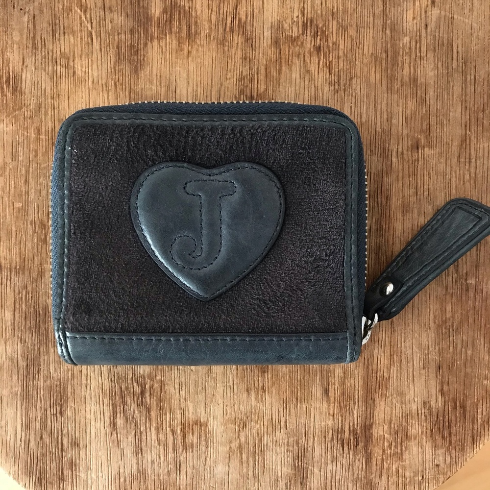 Juicy Couture wallet blue velvet & "J" heart
